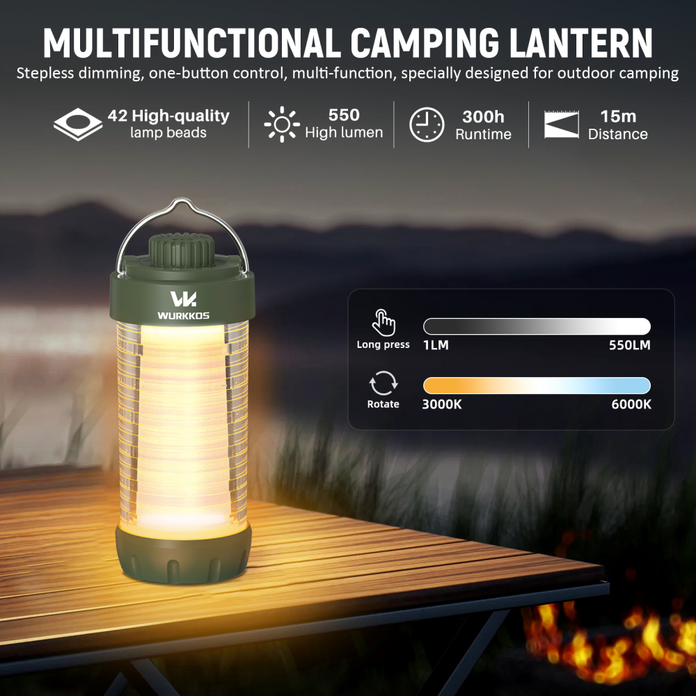 【New Release】 Wurkkos CL01 Camping Light with Adjustable Color Temperature/Power Bank/RGB Police Modes/Magnet Tail/21700 Battery Replaceable