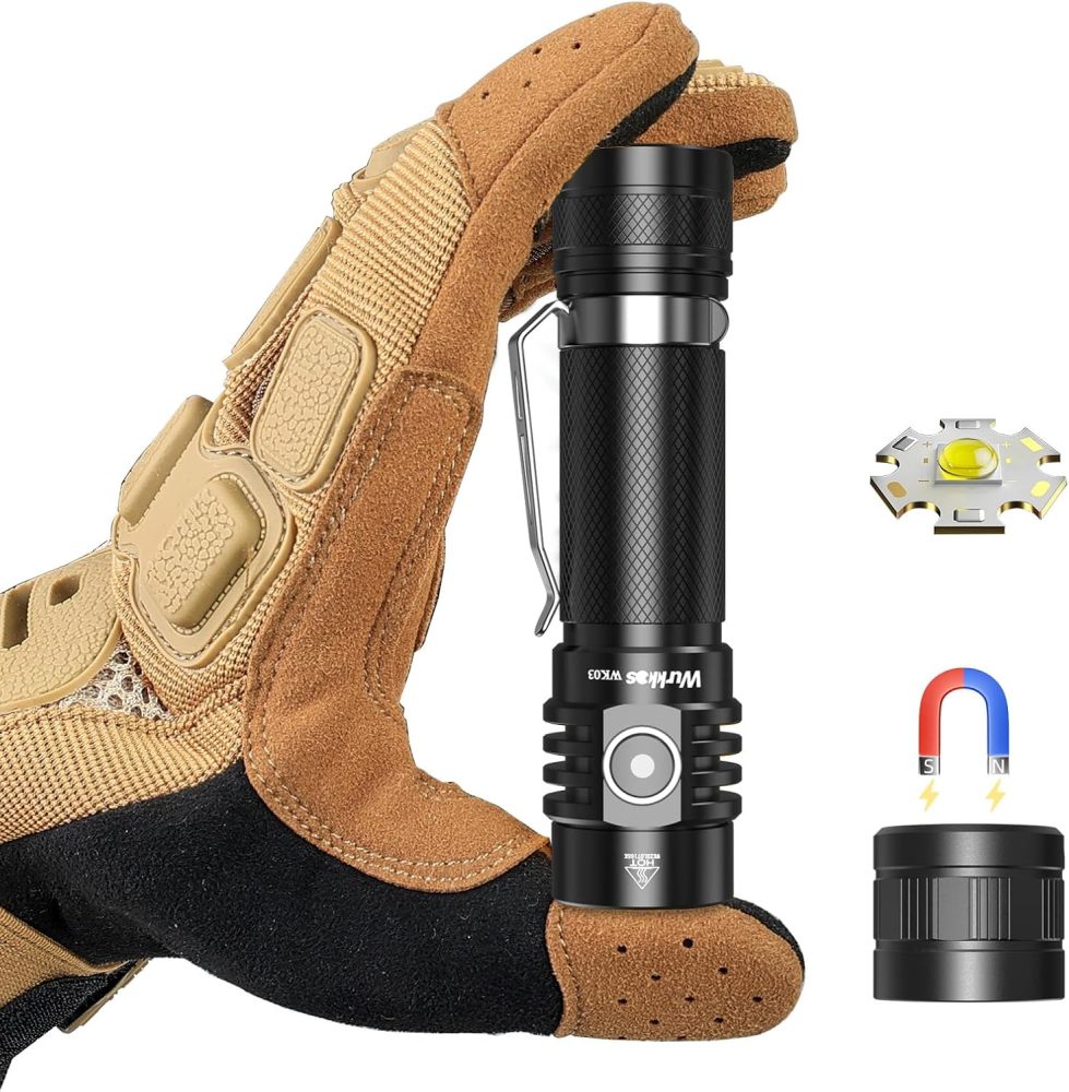 Wurkkos -TLF Golden WK03 18650 EDC Light with Nichia 519A 5000K 1200lm/USB C Rechargeable/Extra Magnetic Tail Cap included