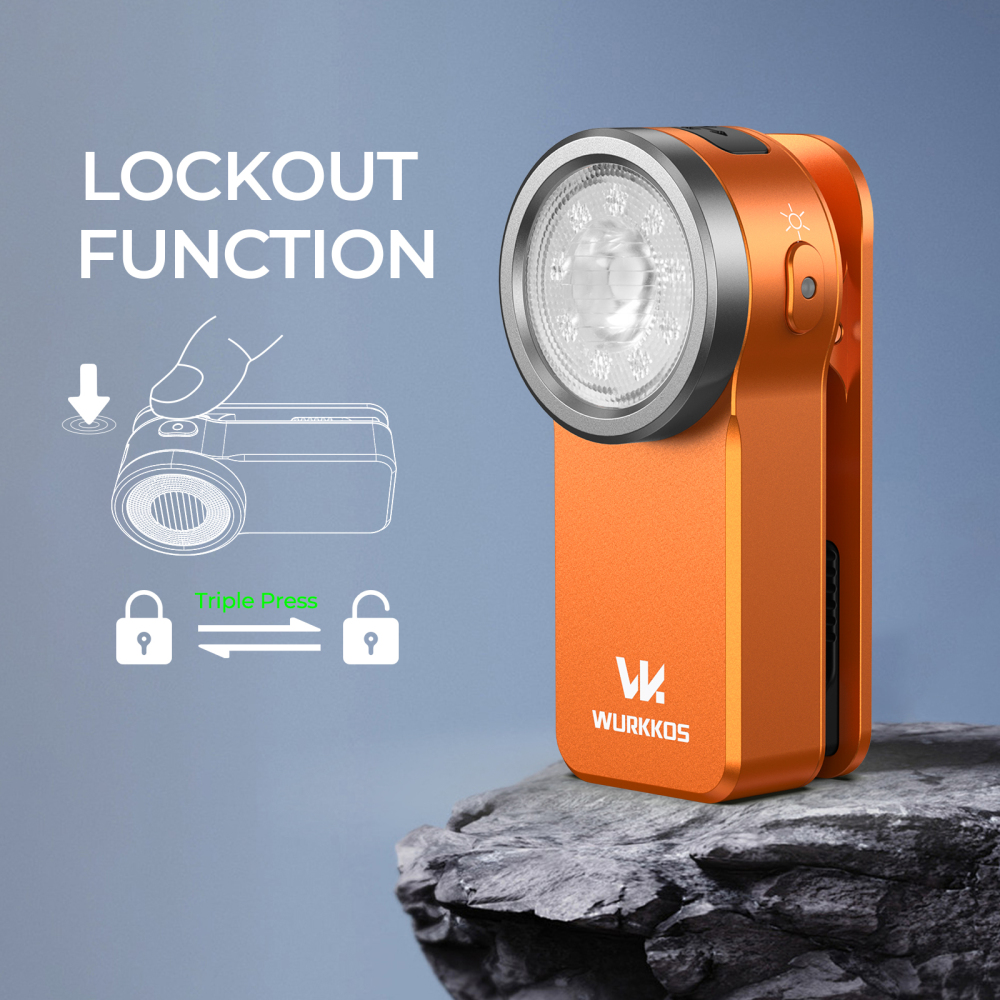 【 EU warehouse】Wurkkos HD03 Clip Light, 680LM USB C Rechargeable Pocket Flashlight, with Spotlight/Floodlight(95 CRI)/RGB Lights/Magnet Inside/Buck Driver/ IPX6 Waterproof