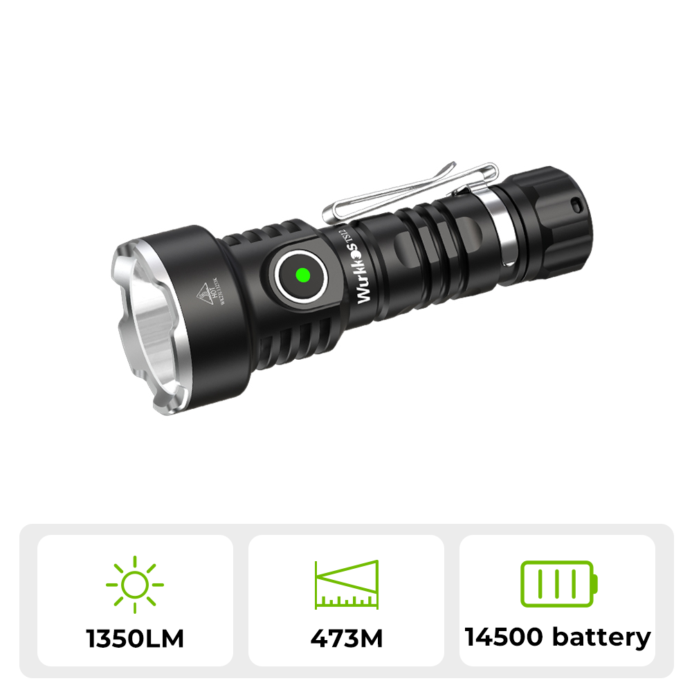 Wurkkos TS12 Mini Thrower EDC Flashlight, 1350LM 473Meters