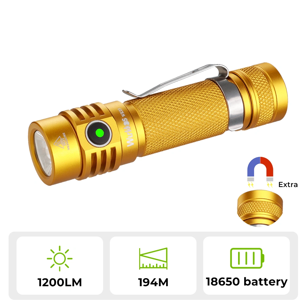 Wurkkos -TLF Golden WK03 18650 EDC Light with Nichia 519A 5000K
