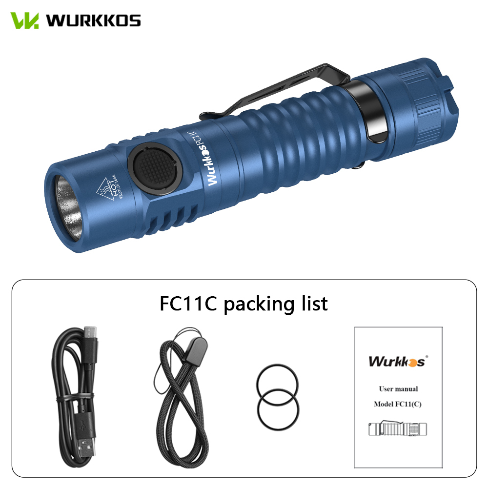 Wurkkos FC11C Nichia 519A Powerful 18650 Flashlight, USB C Rechargeable,Buck Circuit 1200Lumens with Magnetic Tail