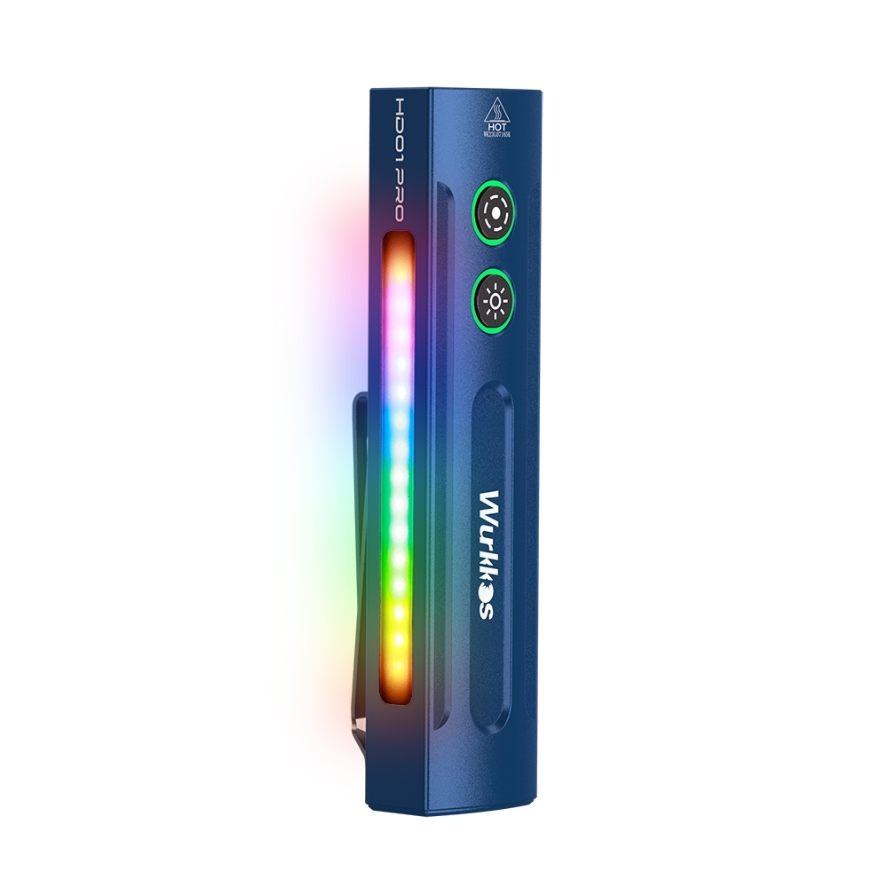 Wurkkos HD01 PRO Flat EDC Flashlight, 365nm UV, Green Laser, White Flood LED, RGB Side Light, Magnetic Tail