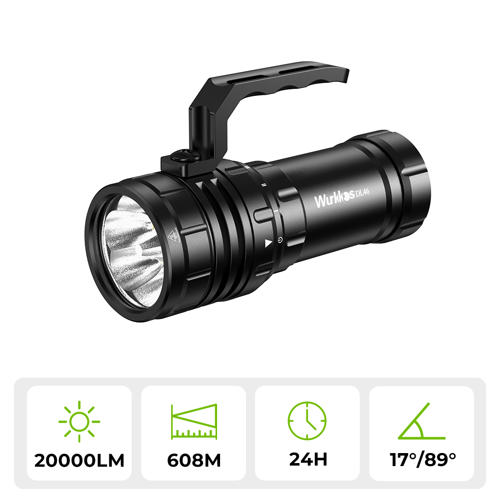 【New Release】Wurkkos DL46 Diving Flashlight , 20000lm, USB-C Rechargeable, 30000 mAh battery, Power Bank
