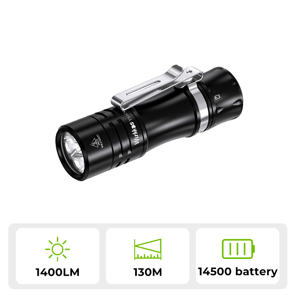 Wurkkos TS10 V2 Powerful Pocket EDC Flashlight, Triple White LEDs & RGB Aux LEDs, Anduril 2.0, Max 1400lm,14500 Battery Included