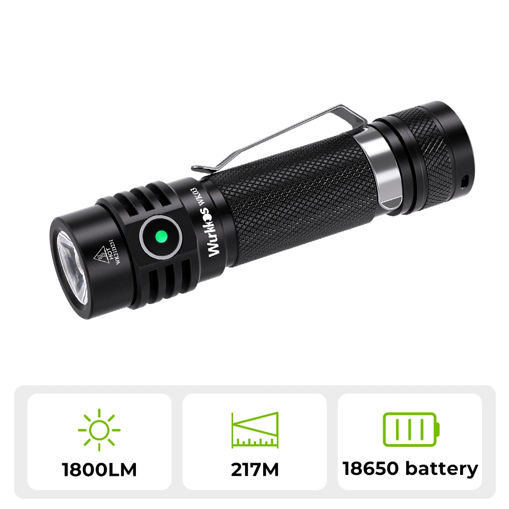 Wurkkos WK03 1800lm SST40 USB C Rechargeable 18650 EDC Light