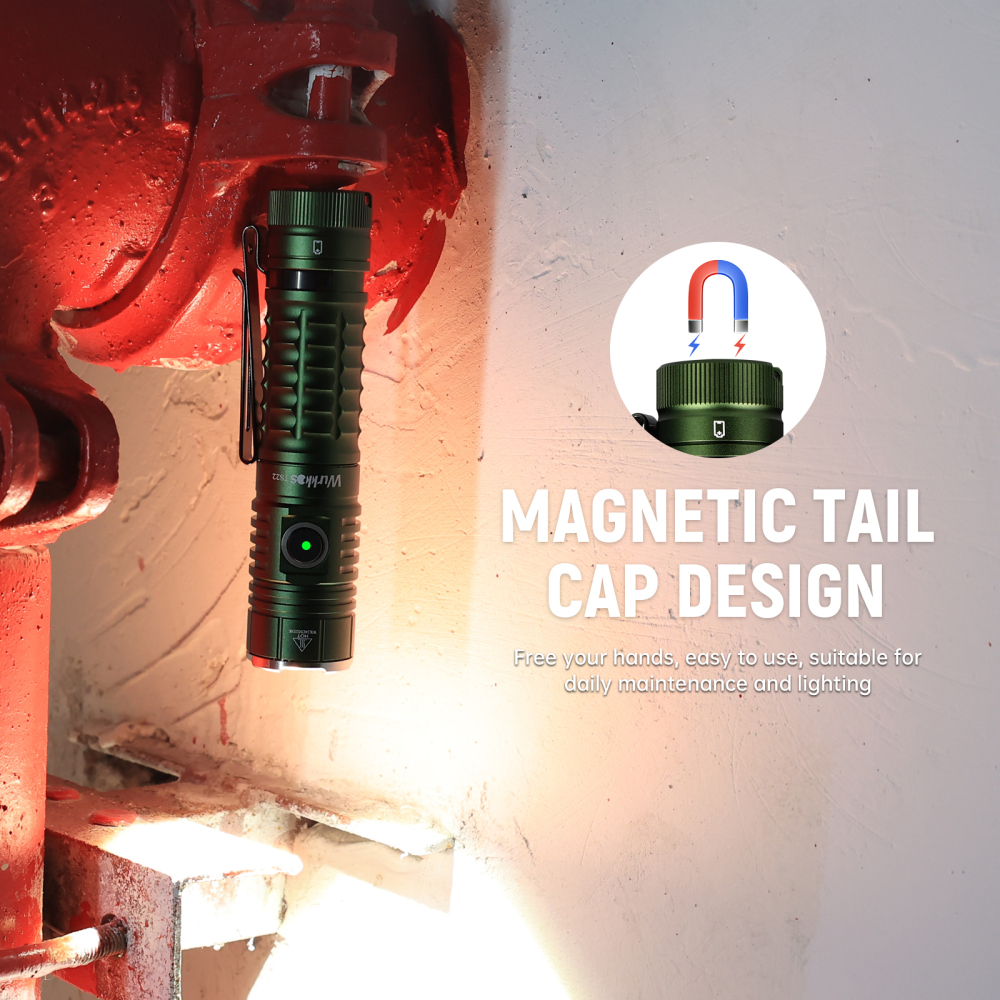 【Brazil Warehouse】Wurkkos TS22 XHP70.3 LED Flashlight, 4500 Lumen and High CRI, Magnetic Tail, Reverse Charging, USB-C Rechargeable