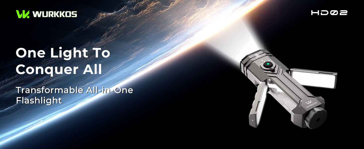 Wurkkos HD02 – 3200 Lm Quad-Beam Flashlight | Magnetic Folding Design