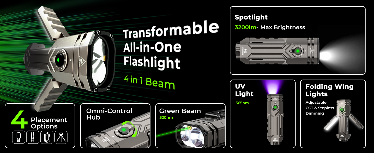 Wurkkos HD02 – 3200 Lm Quad-Beam Flashlight | Magnetic