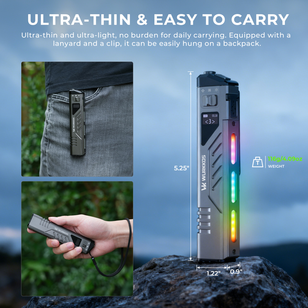 【New Release】Wurkkos TD11 Smart OLED Tactical Flashlight, 3000LM 320M, Dual Tactical Tail Buttons, Boost Constant Current Driver