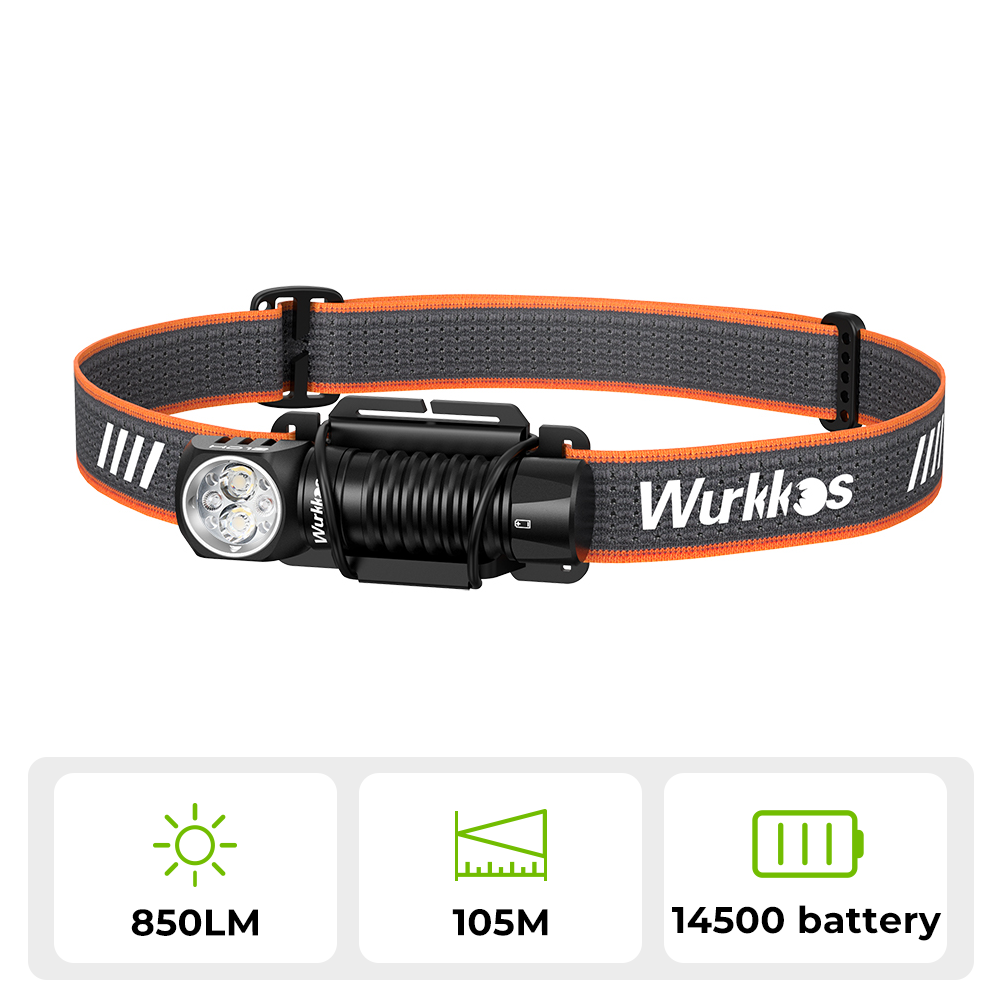 Wurkkos HD12 Mini Angle Light, White&Red Beam, USB C Rechargeable 14500/AA Headlamp ,with Simple UI/Adjustable Headband