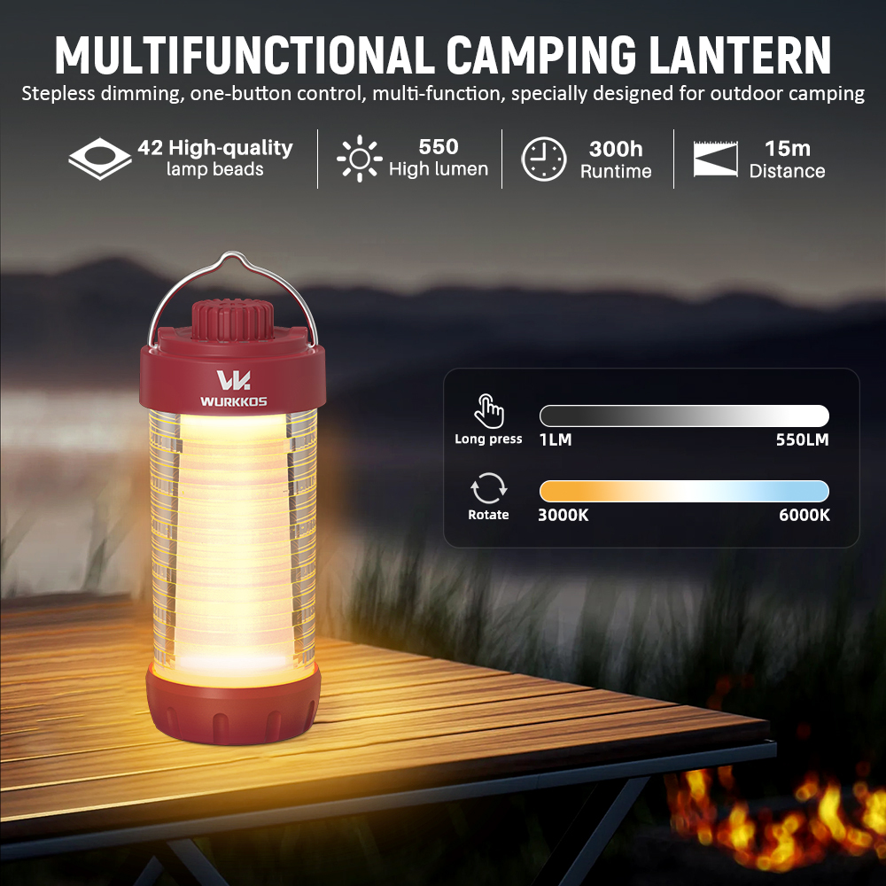 【New Release】 Wurkkos CL01 Camping Light with Adjustable Color Temperature/Power Bank/RGB Police Modes/Magnet Tail/21700 Battery Replaceable