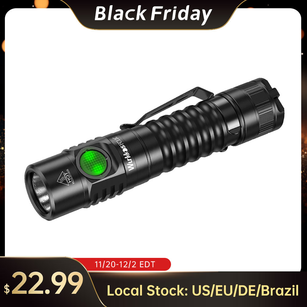 【US warehouse No Tax】Wurkkos FC11C Nichia 519A Buck Circuit Flashlight, Max ouput 1200Lumens 18650 LED with Magnetic Tail USB C Rechargeable Torch