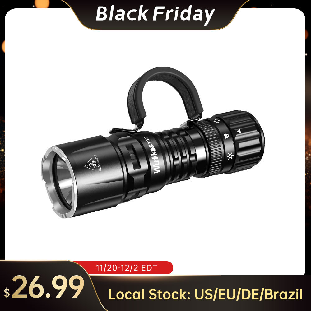 【Brazil Warehouse】Wurkkos TD07 Tactical Flashlight, USB C Rechargeable 1300 Lumens, 479m Long Range EDC Flashlight