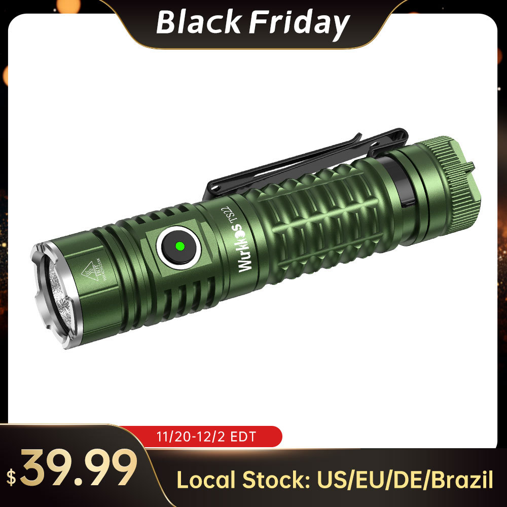 【Poland warehouse】Wurkkos TS22 XHP70.3 LED Flashlight, 4500 Lumen and High CRI, Magnetic Tail, Reverse Charging, USB-C Rechargeable