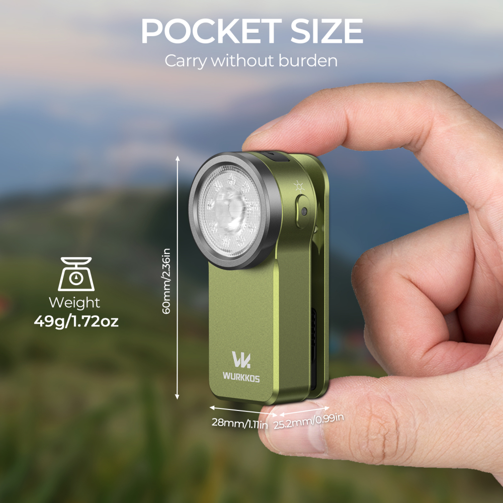 【 New Release】Wurkkos HD03 Clip Light, 680LM USB C Rechargeable Pocket Flashlight, with Spotlight/Flooglight(95 CRI)/RGB Lights/Magnet Inside/Buck Driver/Waterproof