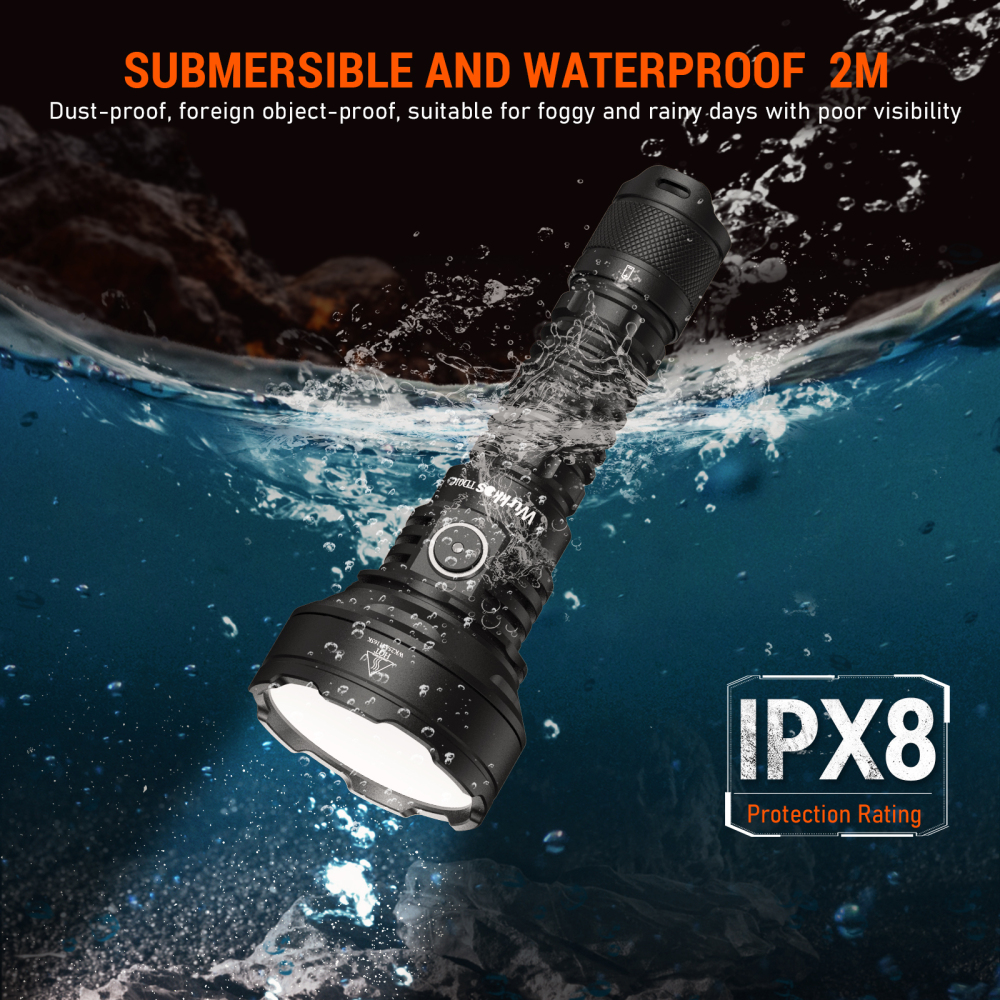 【Brazil Warehous】Wurkkos TD01C Rechargeable Tactical Flashlight, Throw 1000M IPX8 Waterproof, USB-C Torch PMMA Lens,
