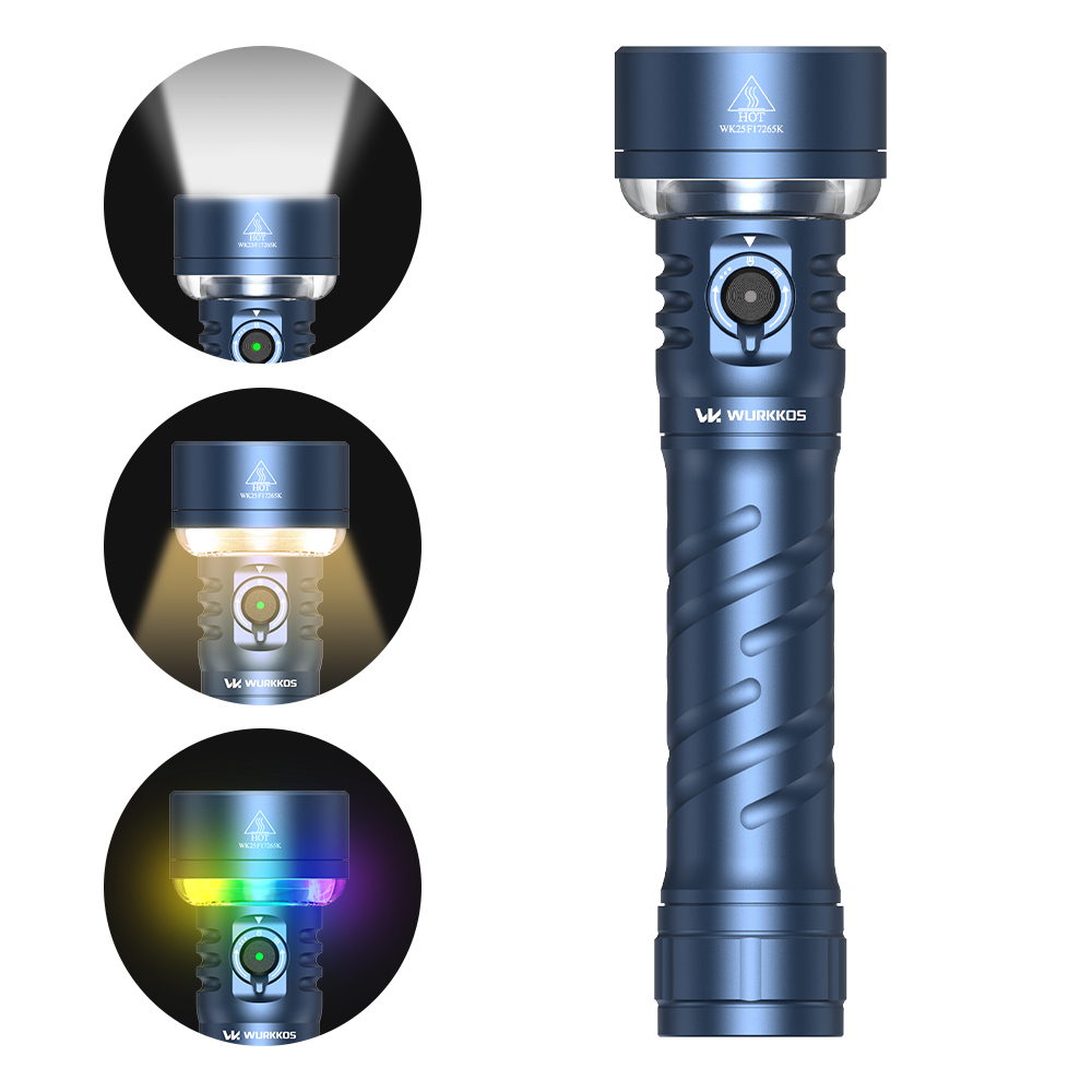 Wurkkos TS27 | 3200LM Super Bright Flashlight, 845m Throw, RGB Lighting, 3000–6000K Adjustable Color Temperature, 300-Hour Long Runtime, Reverse Charging Power Bank