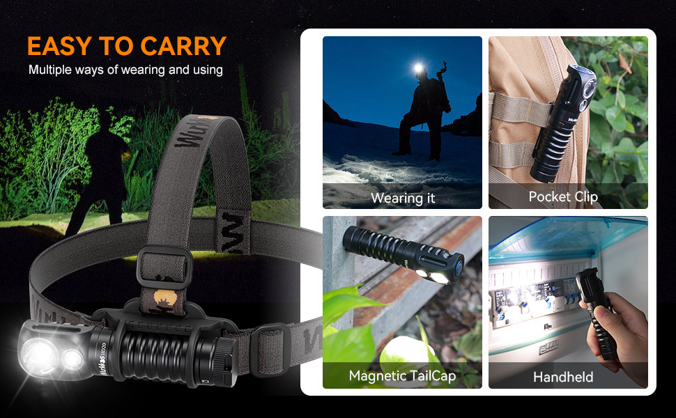 【EU warehouse】HD20 USB C Rechargeable Headlamp 21700 Flashlight 2000lm Dual LED LH351D and XPL with Magnetic Tail