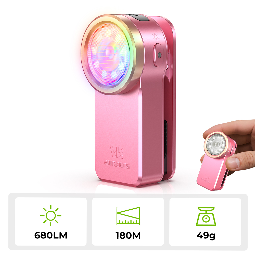【 New product】Wurkkos HD03 Clip Light, 680LM USB C Rechargeable Pocket Flashlight, with Spotlight/Floodlight(95 CRI)/RGB Lights/Magnet Inside/Buck Driver/ IPX6 Waterproof