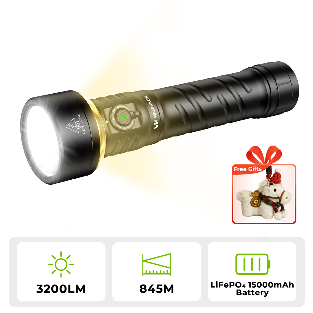 Wurkkos TS27 | 3200LM Multi-Mode Flashlight with Lantern & RGB, 845m Throw, 3000–6000K CCT, 300-Hour Runtime, Power Bank
