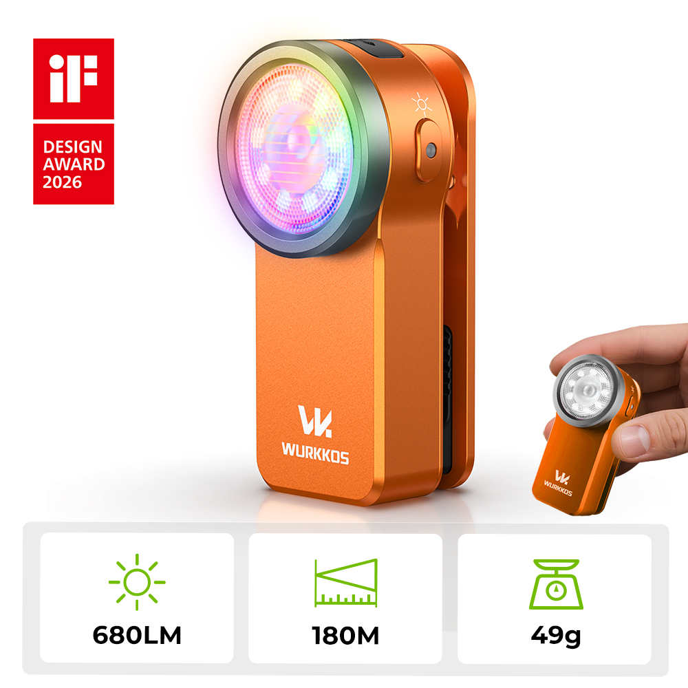 Wurkkos HD03 iF Design Award Clip Light – 680LM USB‑C Rechargeable EDC Flashlight with Spotlight, Floodlight (95 CRI), RGB, Magnet & Buck Driver