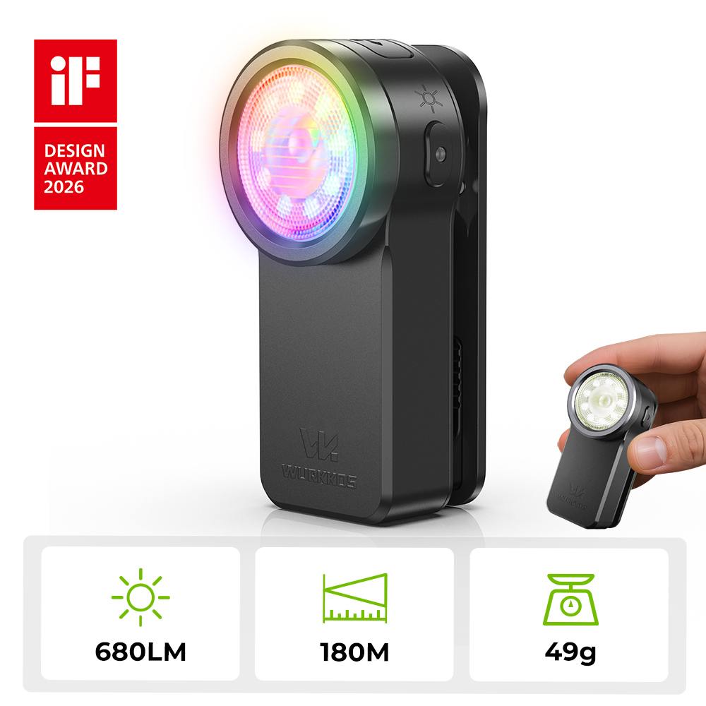 Wurkkos HD03 iF Design Award Clip Light – 680LM USB‑C Rechargeable EDC Flashlight with Spotlight, Floodlight (95 CRI), RGB, Magnet & Buck Driver