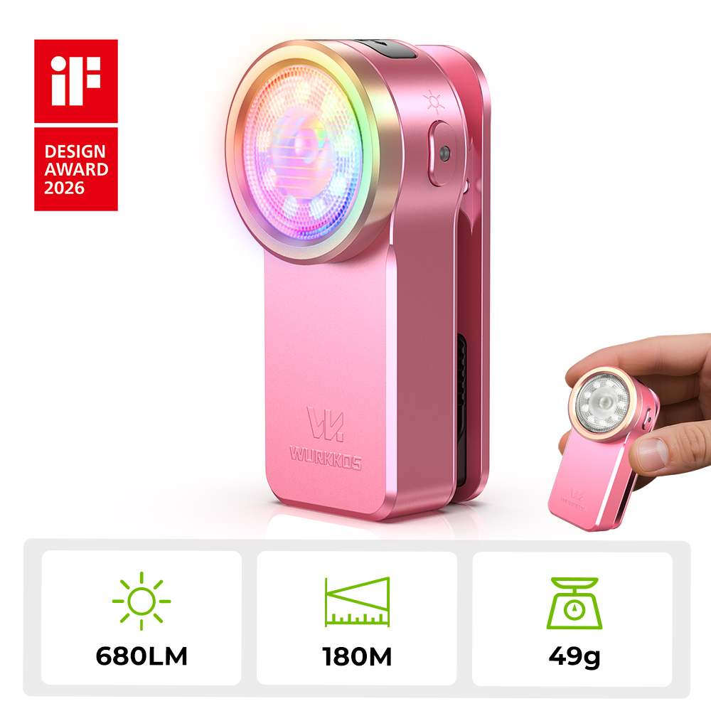 Wurkkos HD03 Clip Light, 680LM USB C Rechargeable Pocket Flashlight, with Spotlight/Floodlight(95 CRI)/RGB Lights/Magnet Inside/Buck Driver/ IPX6 Waterproof