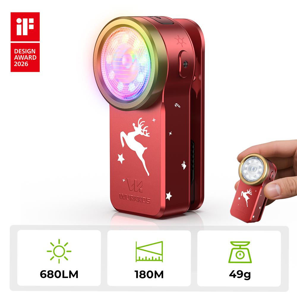 Wurkkos HD03 iF Design Award Clip Light – 680LM USB‑C Rechargeable EDC Flashlight with Spotlight, Floodlight (95 CRI), RGB, Magnet & Buck Driver