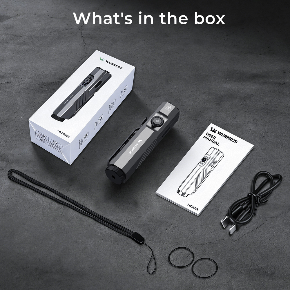 【New Release】Wurkkos HD05 Foldable 4-in-1 EDC Flashlight (Spot / Flood / Red / UV), 3100LM 335m Throw, Rotatable 180° Wing Floodlight (3000–6000K)