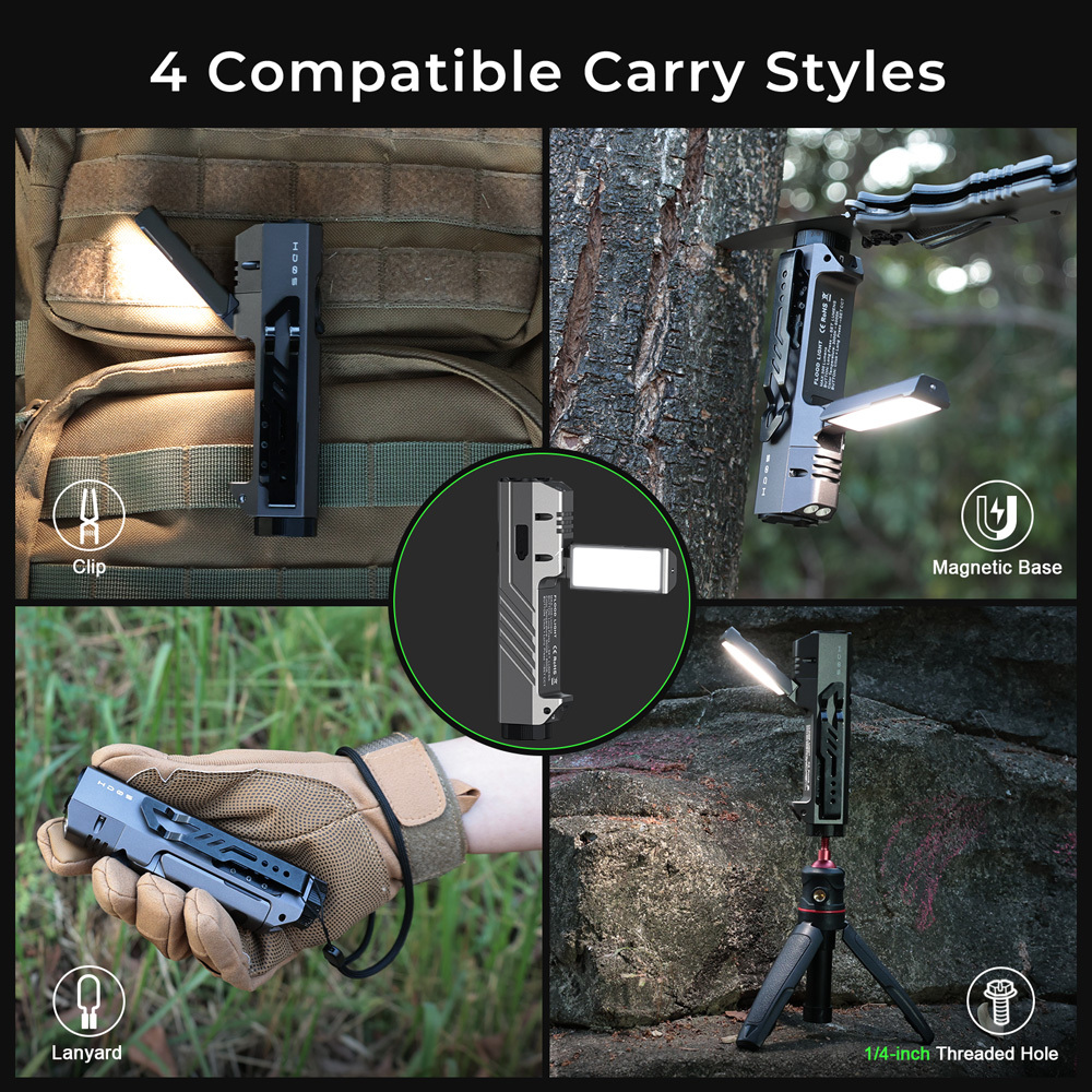 【New Release】Wurkkos HD05 Foldable 4-in-1 EDC Flashlight (Spot / Flood / Red / UV), 3100LM 335m Throw, Rotatable 180° Wing Floodlight (3000–6000K)