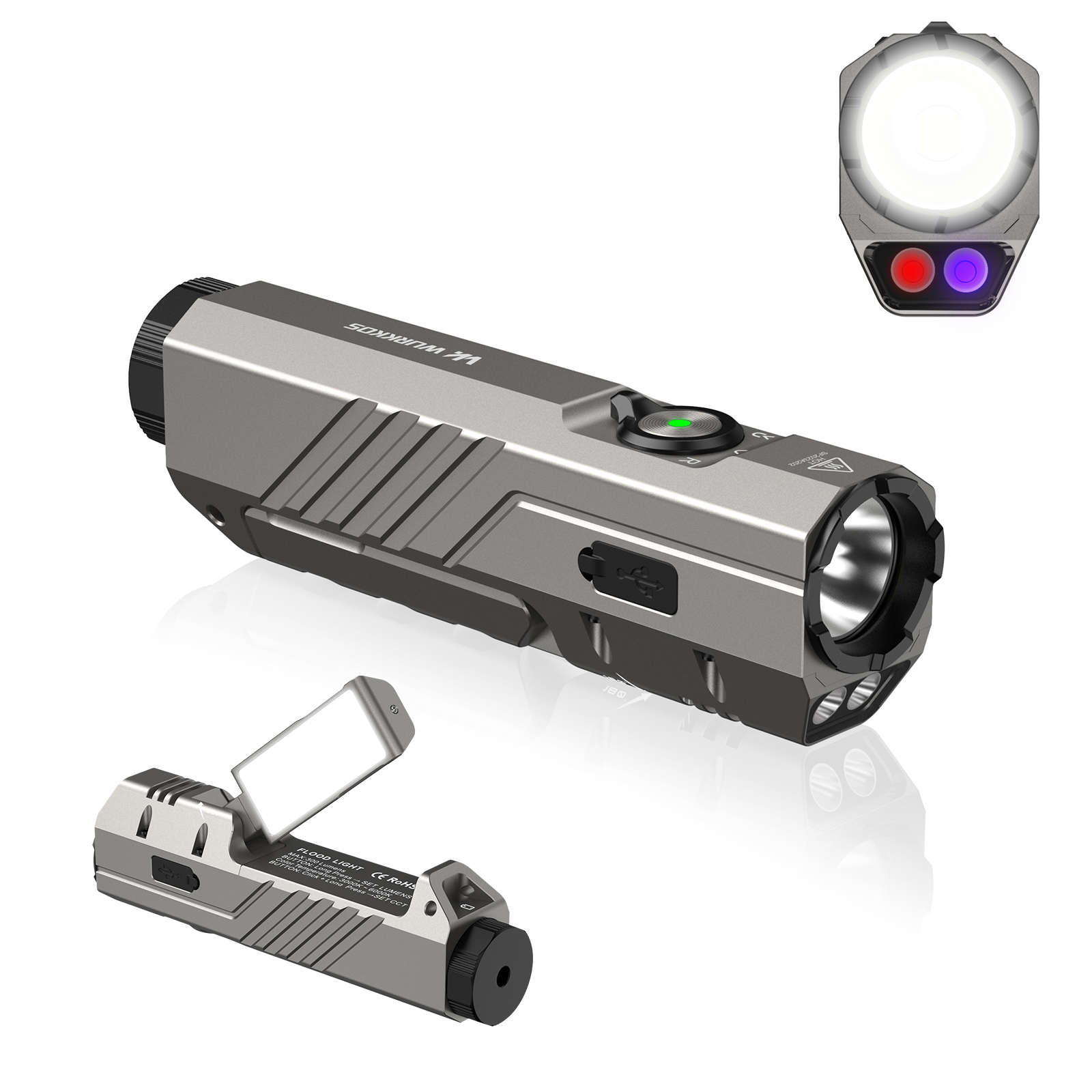 Wurkkos HD05 高輝度ライト 4光源 赤色光 UV 側面照明 Wurkkos HD05 Foldable 4-in-1 EDC Flashlight, 3100 Lumens, 335m