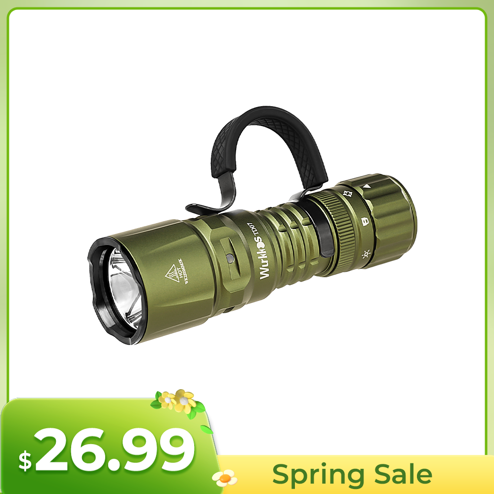 Wurkkos TD07 Tactical Flashlight, USB C Rechargeable 1300 Lumens, 479m Long Range EDC Flashlight
