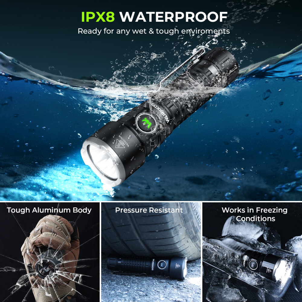 【New Release】Wurkkos TS28 3200 Lumens EDC Flashlight, Ultra Long Range 506m Throw, Dual UI Modes, Stainless Steel Bezel, Magnetic Tail, IPX8 Waterproof