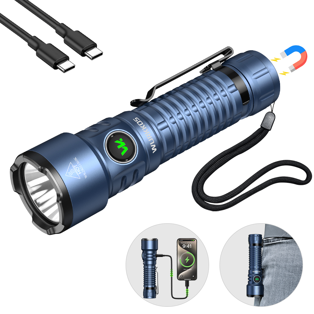 Wurkkos TS28 3200 Lumens EDC Flashlight, Ultra Long Range 506m, Stainless Steel Bezel, Magnetic Tail, IPX8,21700 Battery Included