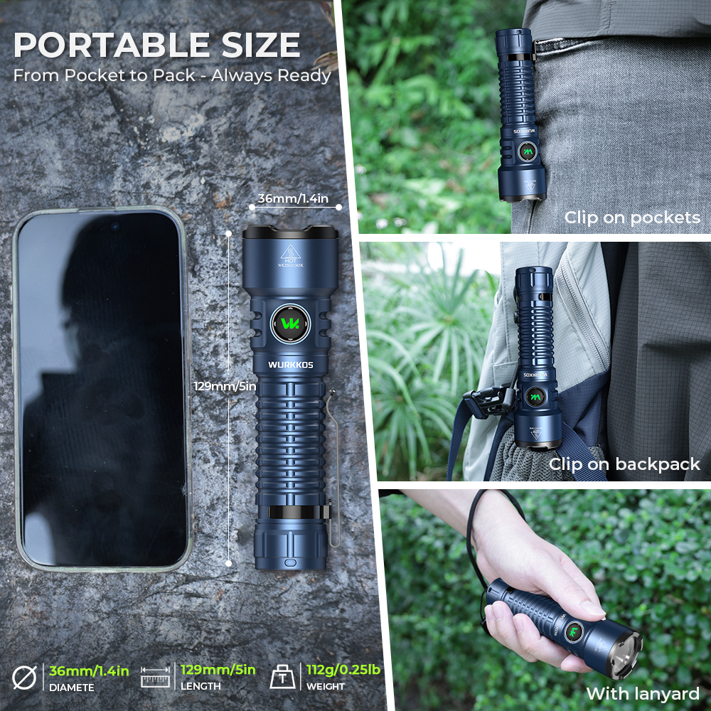 Wurkkos TS28 3200 Lumens EDC Flashlight, Ultra Long Range 506m, Stainless Steel Bezel, Magnetic Tail, IPX8,21700 Battery Included