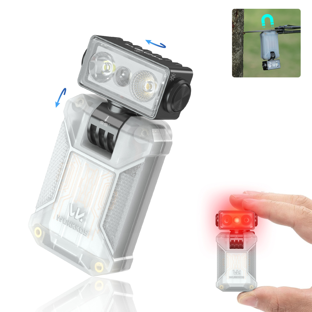 Wurkkos HD04 Robotic Clip Light – 750 Lumens, 120M Beam Range, 95° Vertical Swing, 180° Horizontal Rotation, Spotlight/Floodlight/RGB