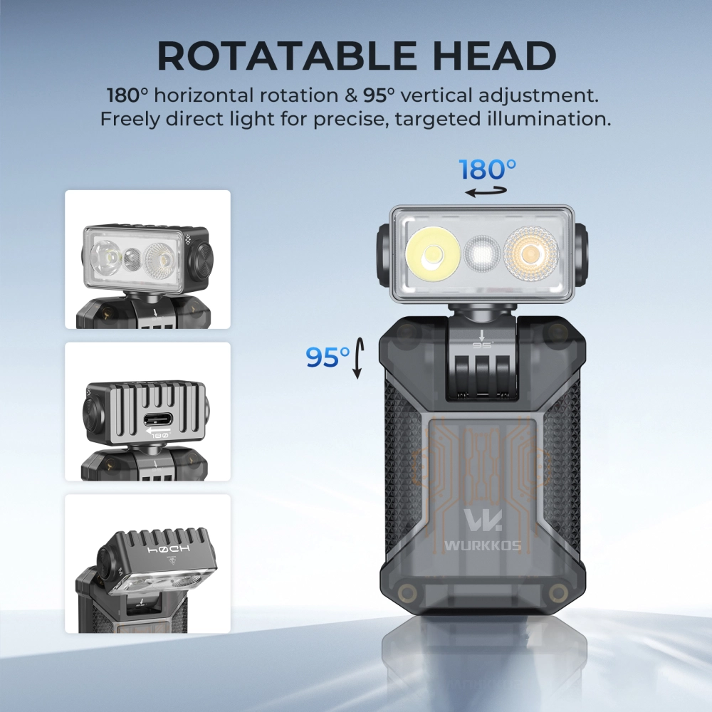 Wurkkos HD04 rotating clip flashlight with compact EDC body