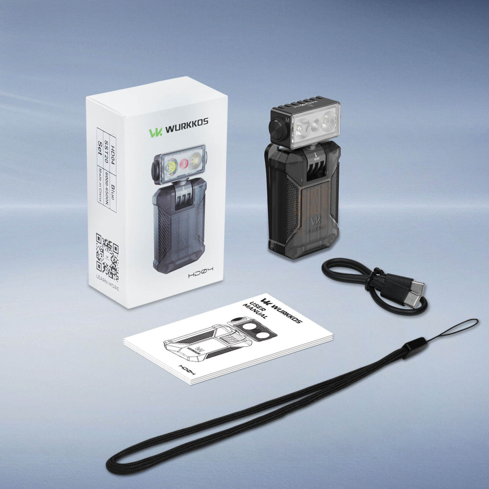 よこ✨ WURKKOS HD04 EDC Flashlight – 750LM Clip Light, Rotating Head