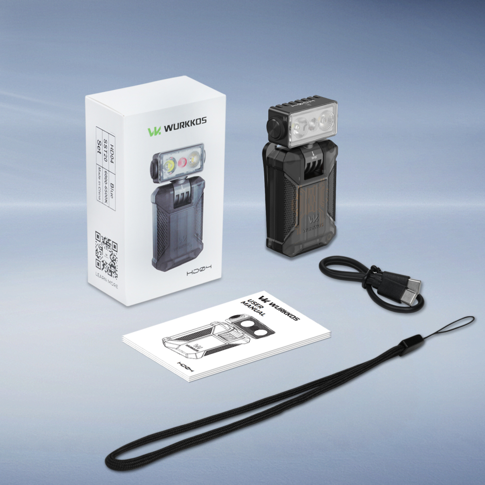 Wurkkos HD04 Robotic Clip Light – 750 Lumens, 120M Beam Range, 95° Vertical Swing, 180° Horizontal Rotation, Spotlight/Floodlight/RGB