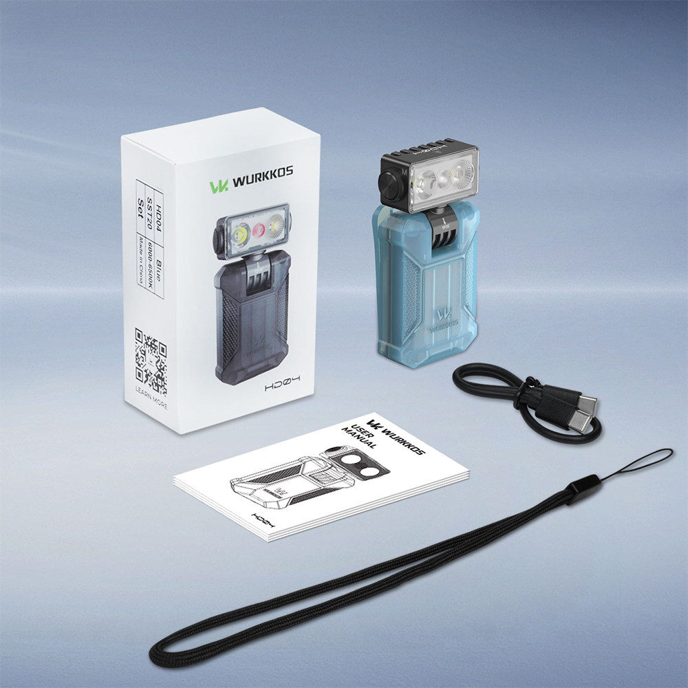 【New Release】WURKKOS HD04 Clip-On EDC Flashlight – 750LM, Multi-Angle 180° Rotating Head, Spotlight/Floodlight/RGB for Outdoor, Work & Emergency