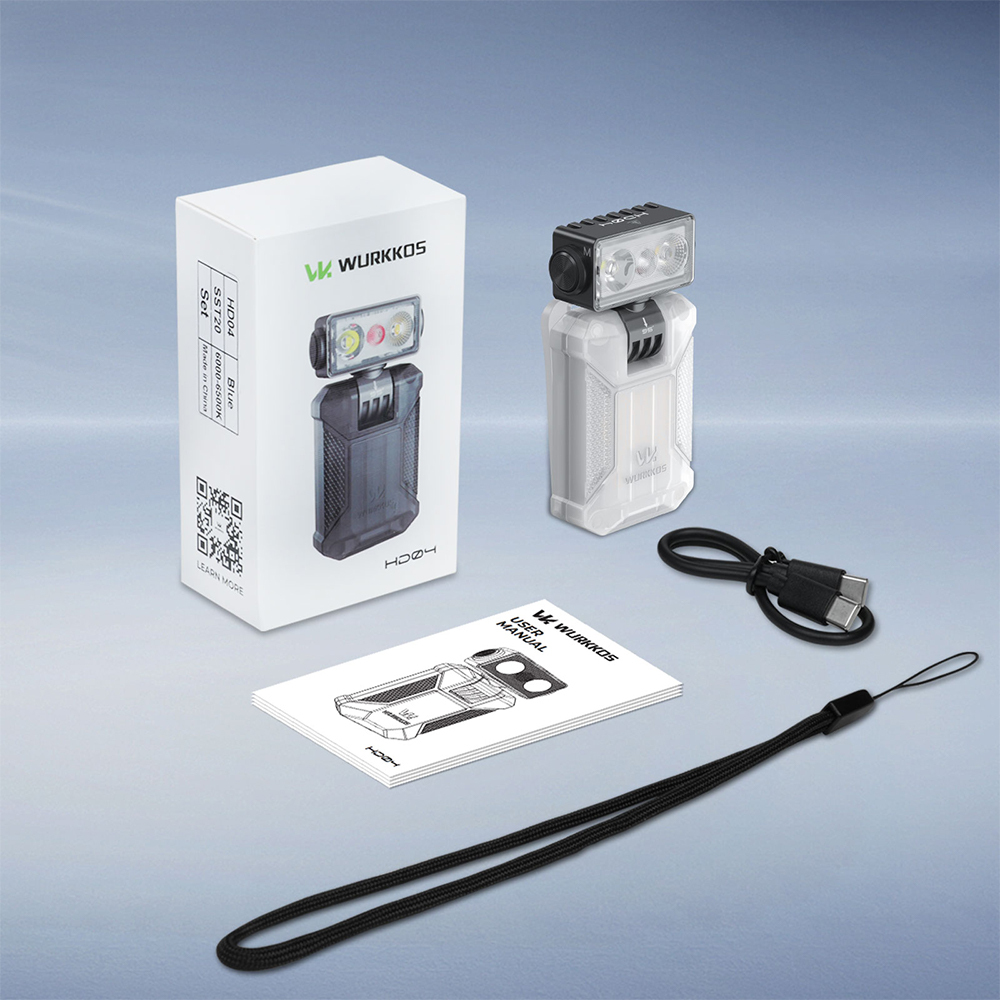 【New Release】WURKKOS HD04 Clip-On EDC Flashlight – 750LM, Multi-Angle 180° Rotating Head, Spotlight/Floodlight/RGB for Outdoor, Work & Emergency