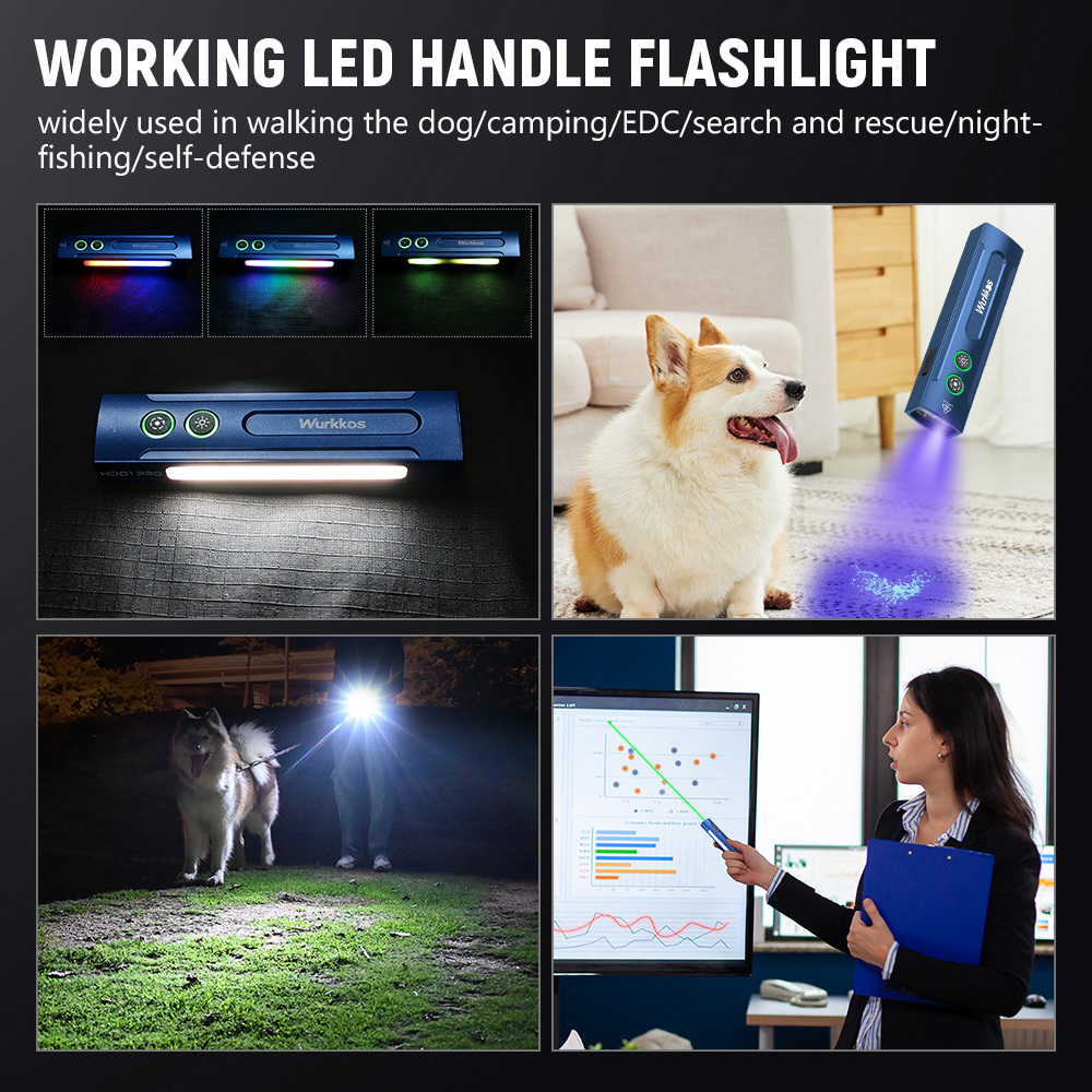 Wurkkos HD01 PRO Flat EDC Flashlight, 365nm UV, Green Laser, White Flood LED, RGB Side Light, Magnetic Tail
