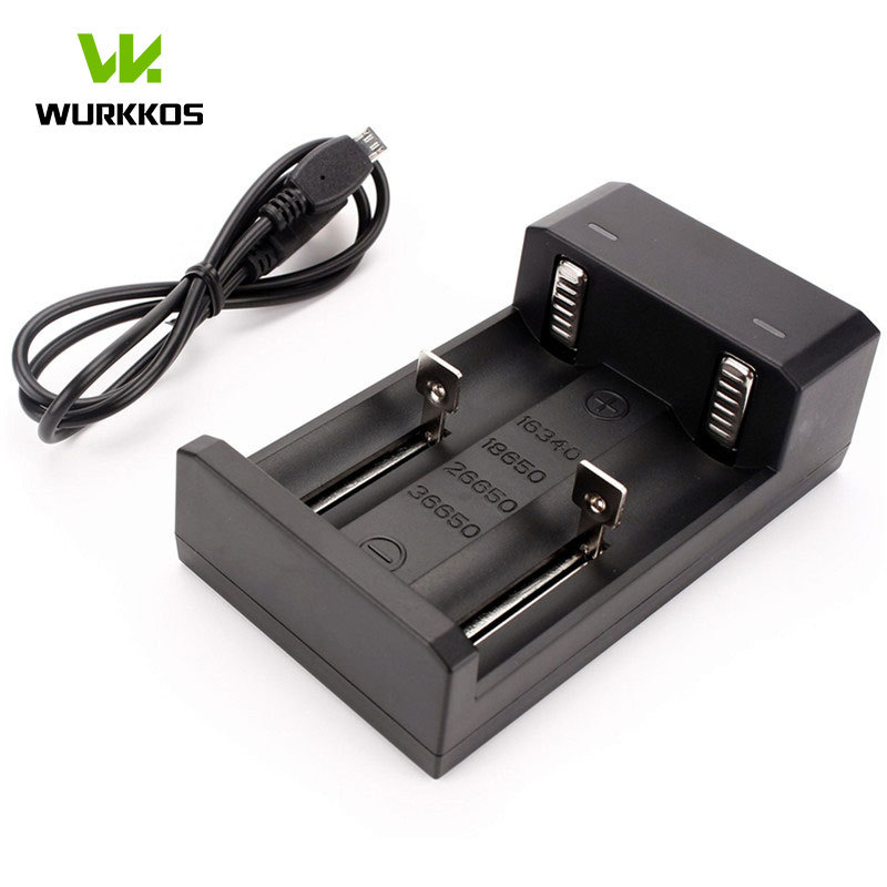 Wurkkos USB Charger 2 Slots 18650 26650 16340 36650 Rechargeable Battery Universal Charger Charger for battery