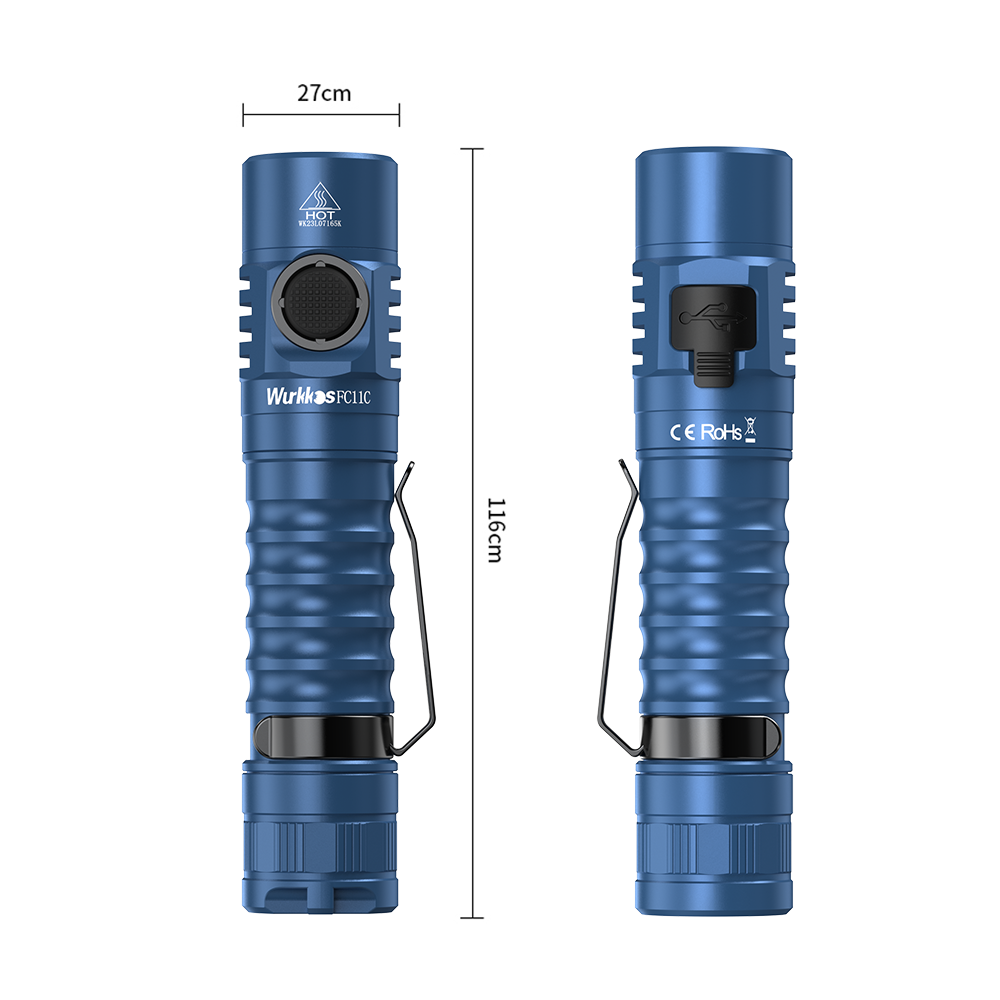 Wurkkos FC11C Nichia 519A Powerful 18650 Flashlight, USB C Rechargeable,Buck Circuit 1200Lumens with Magnetic Tail