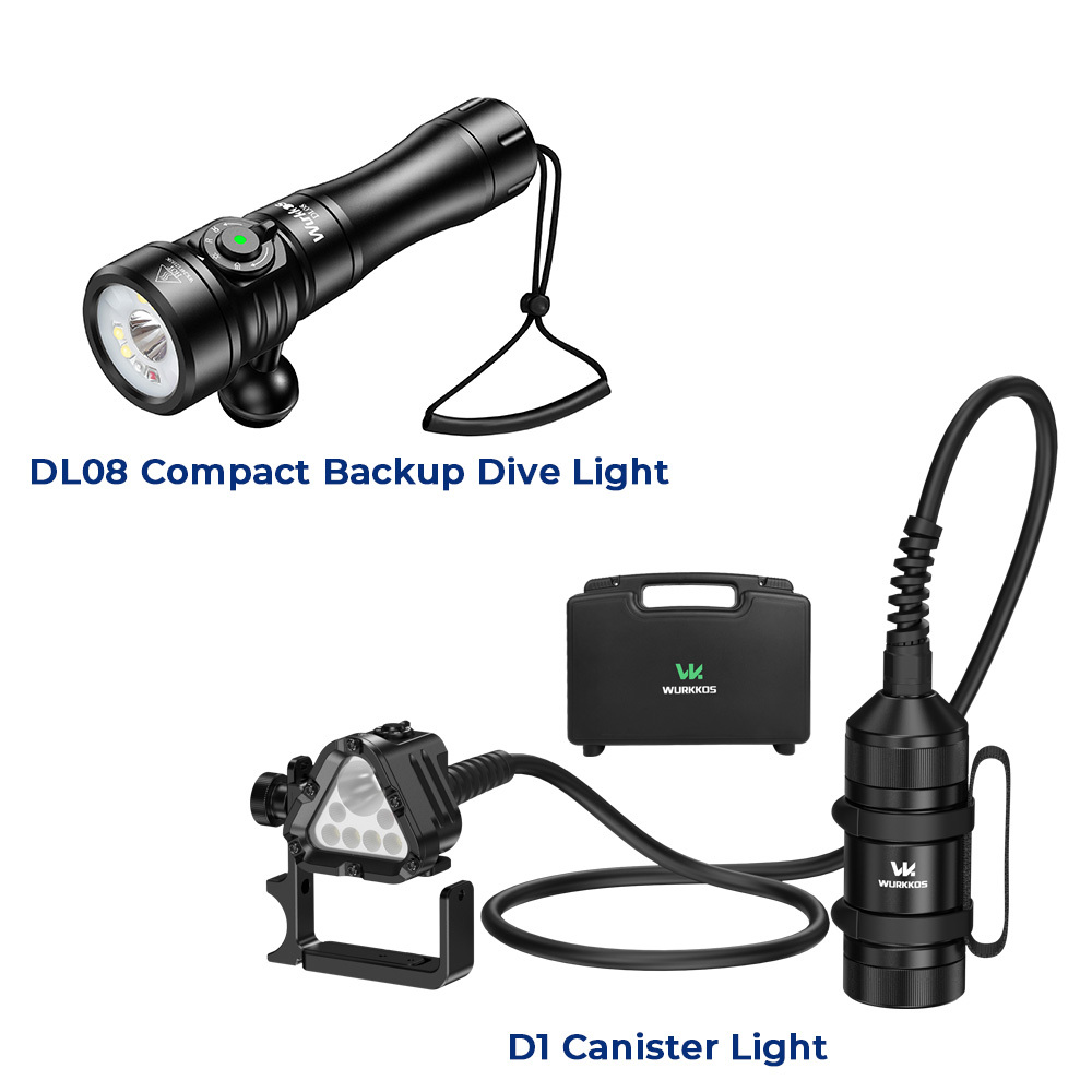 【New Release】Wurkkos D1 Technical Canister Dive Light – 6000LM Output, 500M Depth Rated, 32H Runtime & Precision 8° Narrow Beam