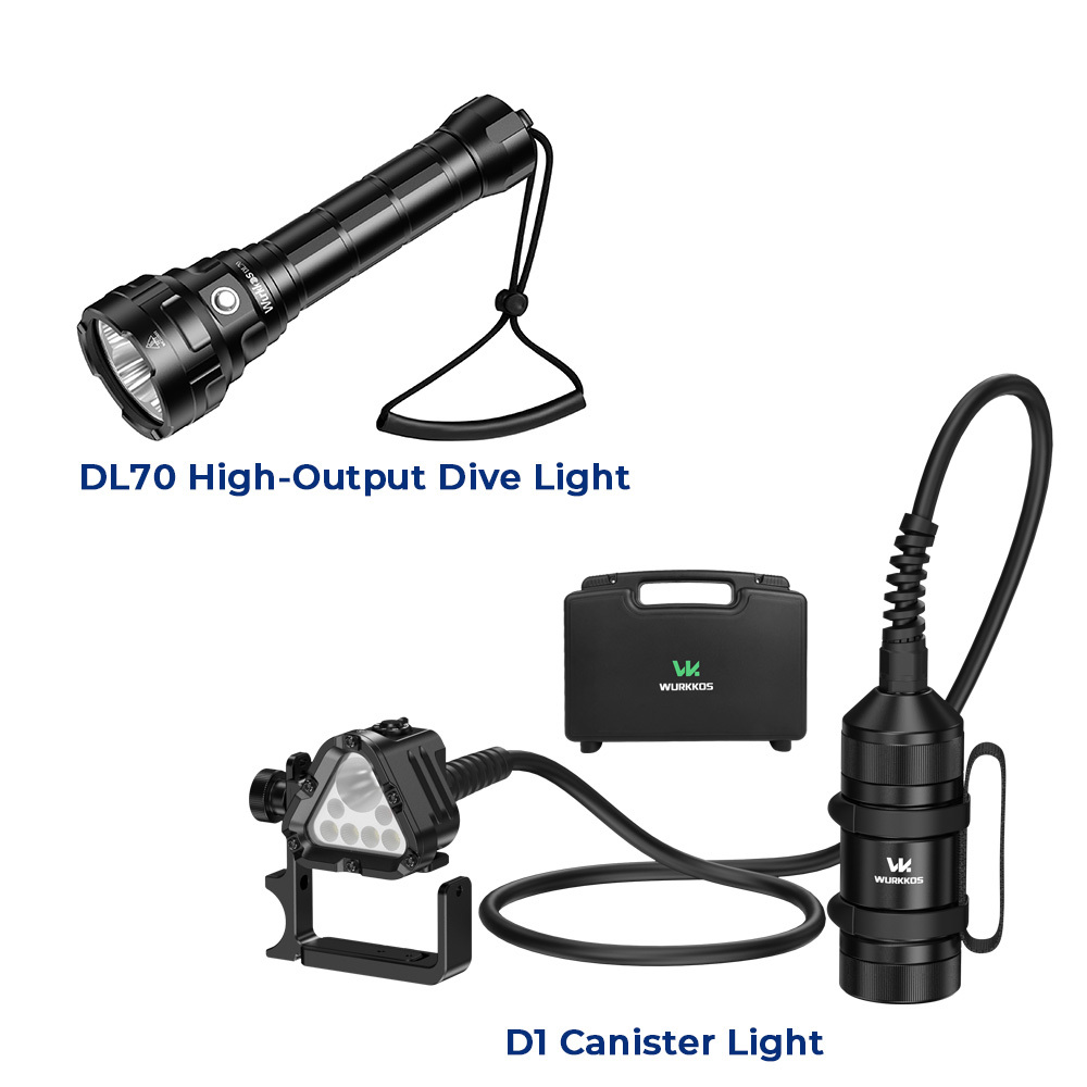 【New Release】Wurkkos D1 Technical Canister Dive Light – 6000LM Output, 500M Depth Rated, 32H Runtime & Precision 8° Narrow Beam