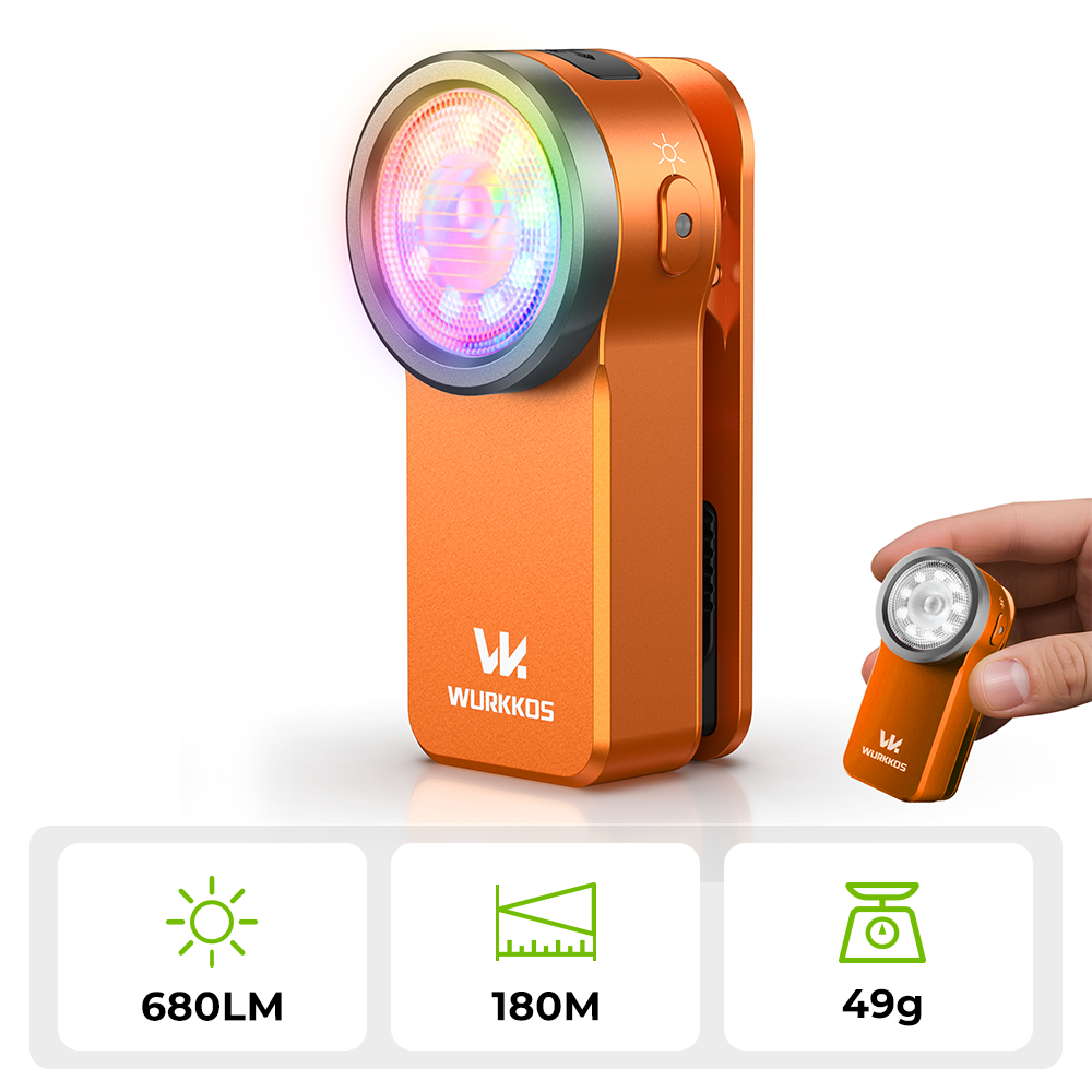 【 New product】Wurkkos HD03 Clip Light, 680LM USB C Rechargeable Pocket Flashlight, with Spotlight/Floodlight(95 CRI)/RGB Lights/Magnet Inside/Buck Driver/ IPX6 Waterproof