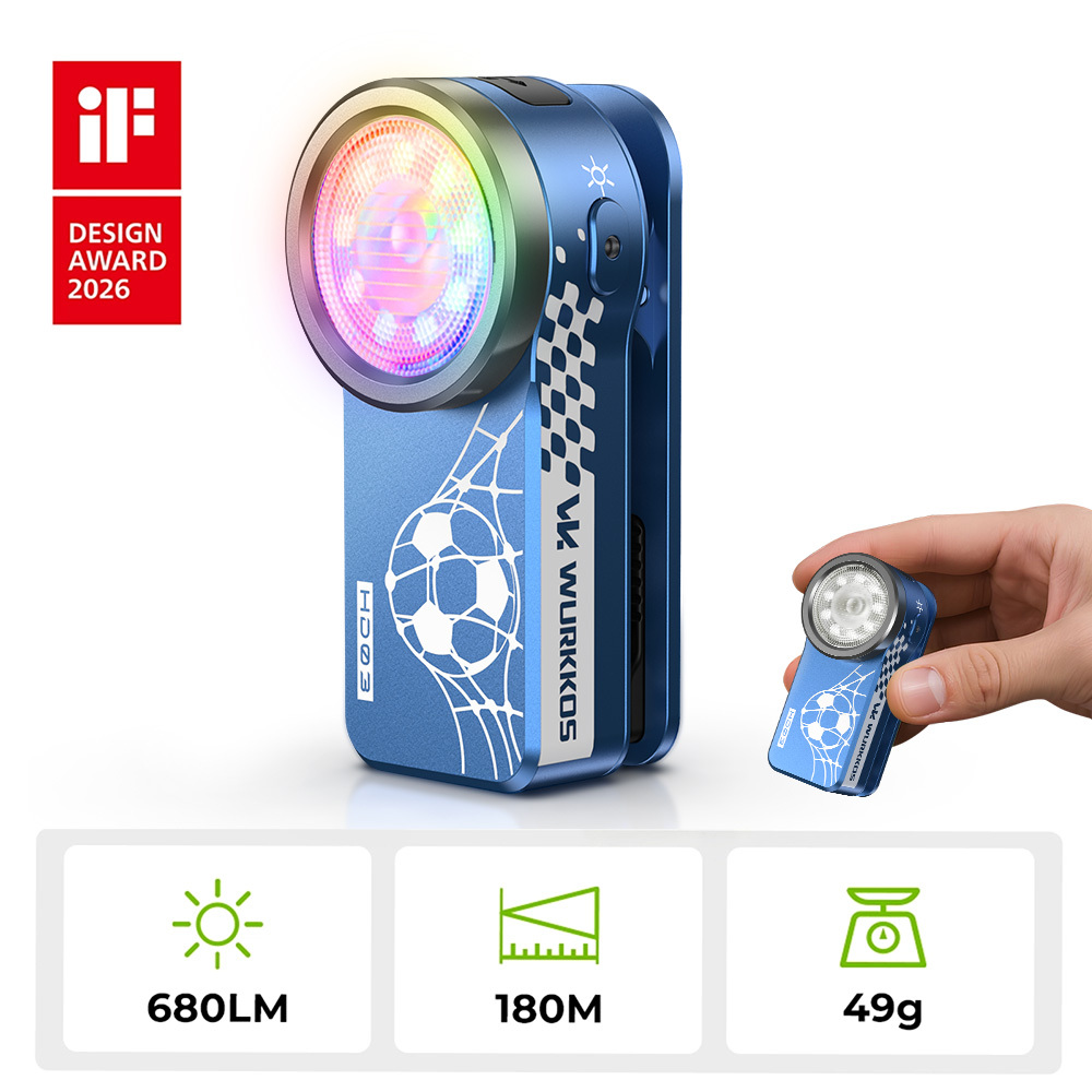 Wurkkos HD03 Football Fan Edition – 680LM USB-C Rechargeable EDC Clip Light with 95 CRI Floodlight, RGB LEDs & Magnetic Base