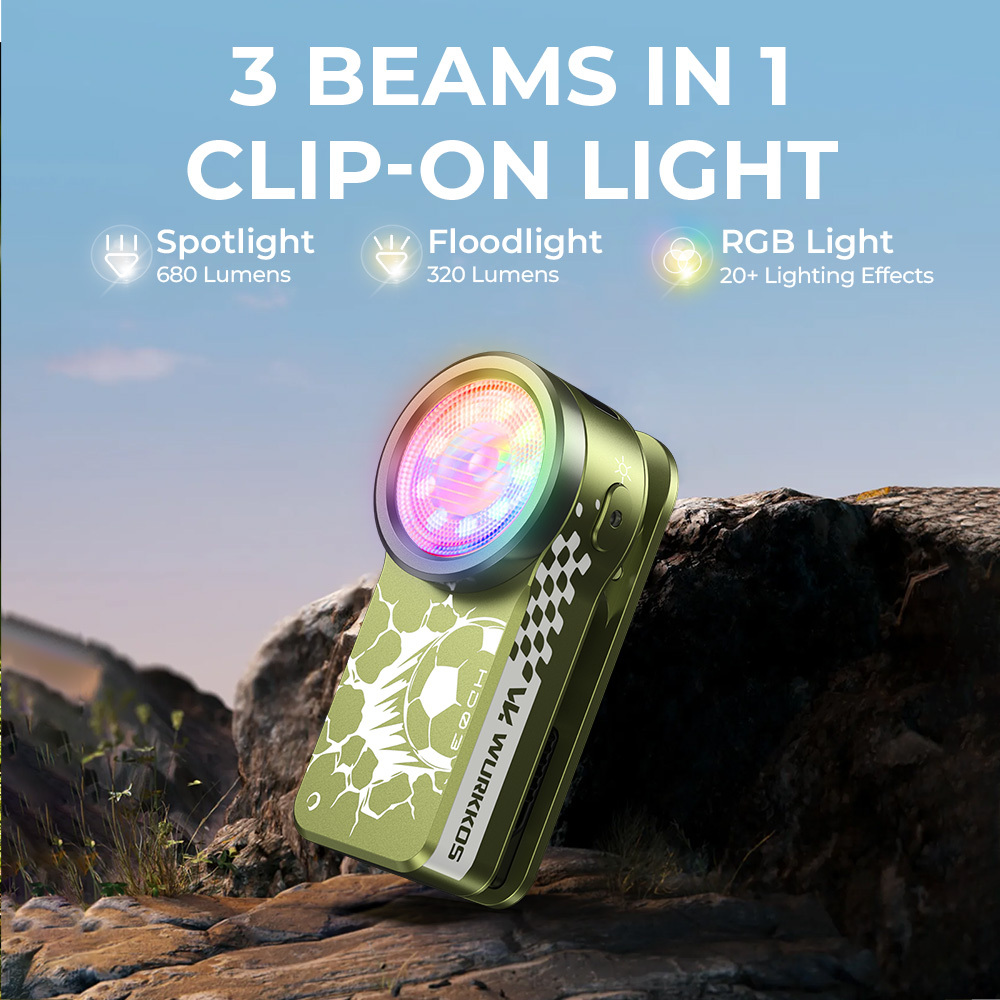 Wurkkos HD03 Football Fan Edition – 680LM USB-C Rechargeable EDC Clip Light with 95 CRI Floodlight, RGB LEDs & Magnetic Base